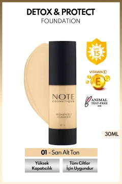 فونداسیون دتوکس و پروتکت با SPF 15 و پوشش بالا - 01 بژ