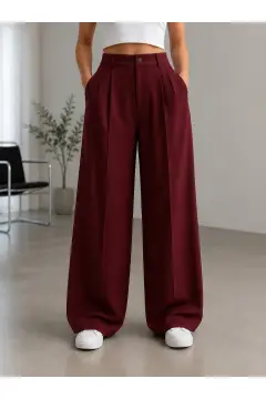 شلوار زنانه پالتزو با برش اوور سایز bordo