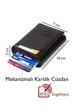 کیف پول اتوماتیک کشویی سیاه آدلینا یونیسکس (7CMX10CM)
