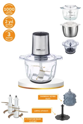 چرخ گوشت و سبزی خردکن Instantchopper 1000 PRO – 2.3 لیتر با مخزن چوبی و فولادی + 1.2 لیتر مخزن