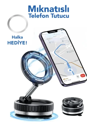 نگهدارنده تلفن 360 درجه چرخشی - نگهدارنده تلفن با مگنت و وکیوم قابل تنظیم برای داخل خودرو