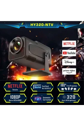 دستگاه پروژکتور مینی HY320 اندروید ۱۱ با کیفیت ۷۲۰P HD و پشتیبانی از ۴K، WiFi 6 و بلوتوث قابل حمل