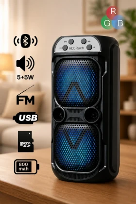 بلوتوث اسپیکر قابل حمل با نور RGB و رادیو FM با پشتیبانی از USB/کارت TF 800 mAh