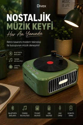 اسپیکر بلوتوثی طراحی شده به سبک نوستالژیک با رادیو FM، USB، AUX، کارت TF و شارژ Type-C