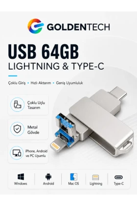 فلش مموری OTG 3 در 1 با سرعت بالا (Type-C - USB-C - Lightning) سازگار با iPhone-Android-PC