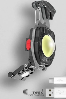 چراغ قوه چندمنظوره روبوکاپ پرو کمپ با کلید، فندک USB، شیشه‌شکن و برش‌دهنده کمربند