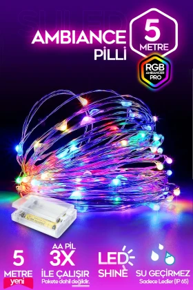 چراغ LED RGB با باتری ۵ متر برای دکوراسیون جشن و مهمانی در فضای داخلی و خارجی