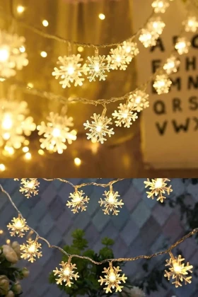 برف‌ریزه LED با باتری 5 متر 28 LED نور روز کریستالی با کابل شفاف مخصوص سال نو