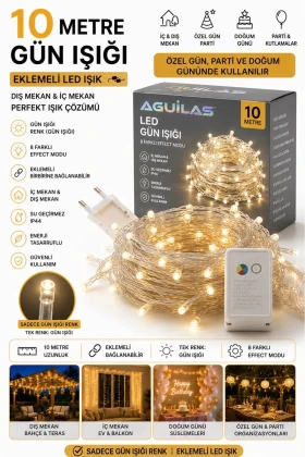 چراغ دکوری 100 لامپ LED با دوشاخه، چراغ درخت کریسمس 10 متری نور روز (قابل اتصال)