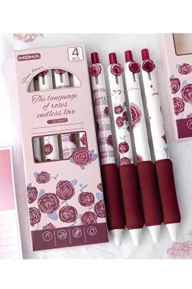 مداد ژل با طراحی گلدار موکا 0.5mm با دسته اسفنجی - رنگ نرم تک