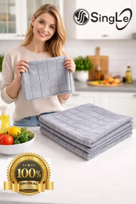 3 عدد دستمال تمیزکننده شیشه‌ای میکروفیبر آشپزخانه 40x40 سانتی‌متر ضد لک و بدون بو