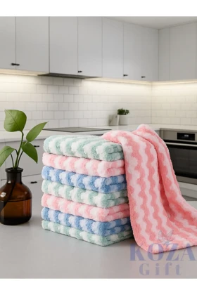 یک عدد دستمال تمیزکننده میکروفیبر با بافت نرم 30*30 سانتیمتر، دستمال آشپزخانه، ضد لک و بدون بو