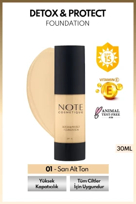 فونداسیون دتوکس و پروتکت با SPF 15 و پوشش بالا - 01 بژ