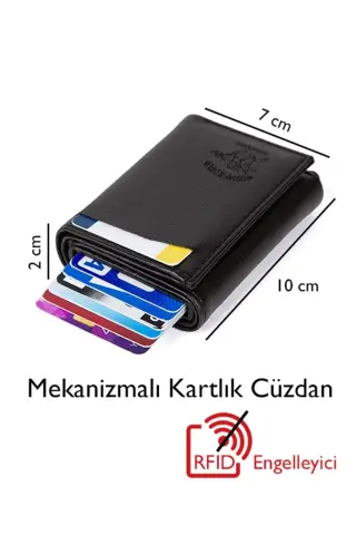کیف پول اتوماتیک کشویی سیاه آدلینا یونیسکس (7CMX10CM)