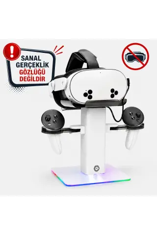 پایه شارژ VR با نور RGB | نگهدارنده عینک VR و کنترلر سازگار با Meta Quest 3S / Quest 3 / Quest 2