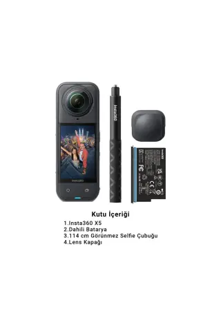 کیت شروع دوربین اکشن X5 8K 360 – حسگر دوگانه، باتری اضافی، چوب سلفی، HDR فعال