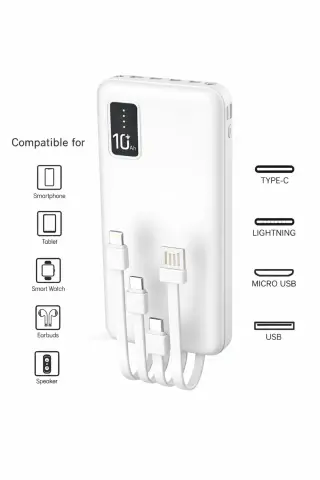 پاوربانک چندکاره با نمایشگر دیجیتال 10.000 Mah، سیاه، دستگاه شارژ قابل حمل LCD