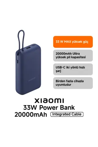 پاور بانک با پورت USB و USB-C و کابل USB-C یکپارچه 20000mAh 33W BHR8975GL - آبی