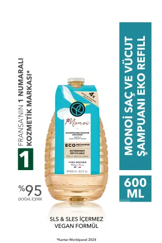 شامپو مو و بدن مونوئی اکو رفیلی - مونوئی تاهیتی - بدون SLS و SLES - وگان - 600 میلی لیتر