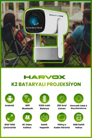پروژکتور قابل حمل K2 با باتری و پشتیبانی از 4K و سیستم اندروید 1080P