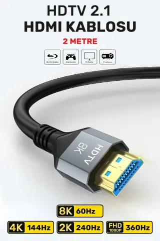 کابل HDMI 2.1 فوق سریع 8K، کابل HDMI 4K 144Hz به طول 2 متر مناسب برای HDTV