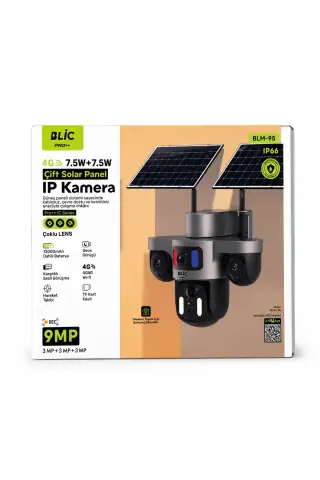دوربین خورشیدی 9MP با دو پنل 7.5Wx2 و 3 لنز همزمان با حسگر IP66 دارای گواهی Yoosee