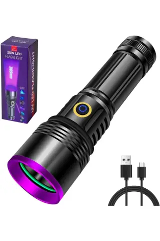 چراغ قوه UV قوی 20W با طول موج 365nm برای تشخیص ادرار حیوانات خانگی و کنترل اسکناس