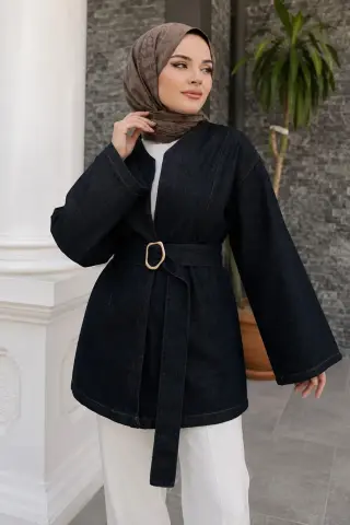 کت جین کمردار TSD250251 آبی تیره