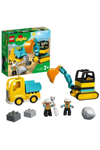 کامیون و بیل مکانیکی پالت‌دار DUPLO® Town 10931 - مجموعه ساخت اسباب‌بازی آموزشی (20 قطعه)