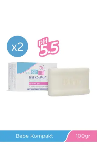 ست صابون کمپکت بچه 100 گرم x 2 عدد حاوی اینولین و پانتنول با pH 5.5 برای تمیز کردن ملایم پوست