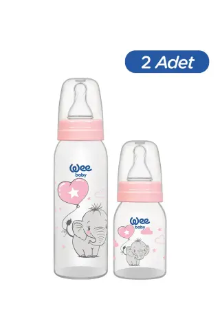 ست شیشه شیر کلاسیک PP 125 میلی لیتر + 250 میلی لیتر صورتی 0-6 ماه