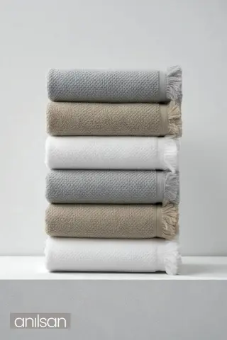 ست 6 عددی حوله دست جیلنا - 50x90 سانتیمتر، 225 گرم، 100% پنبه، حوله اسپا و هتل