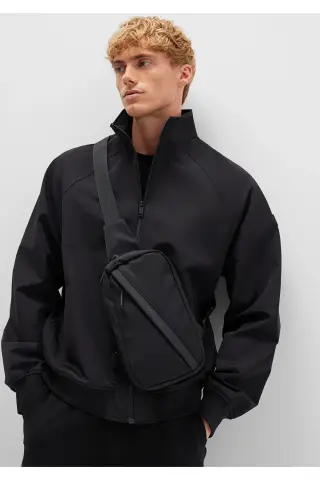 کیف چرم سیاه ضربدری