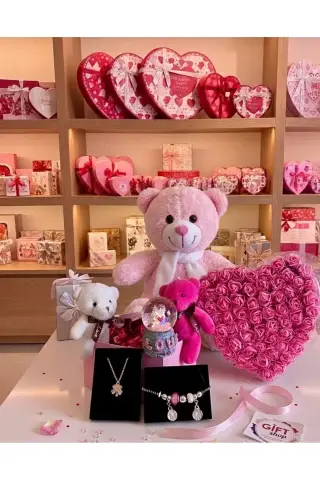 هدیه برای عزیزان، هدیه برای دوستان - ۲ عدد عروسک بزرگ و ۲ عدد دستبند و گردنبند با گوی برفی