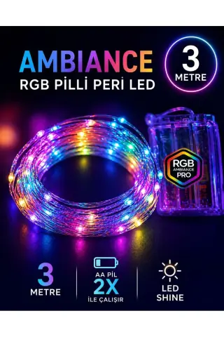 چراغ دکوری RGB LED سه متری با باتری
