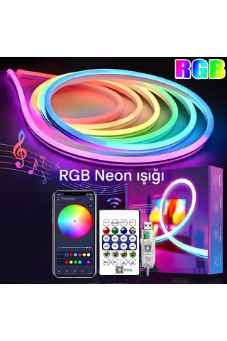 لامپ ال ای دی نئون RGB İdragon 5V - 5 متر - کنترل با تلفن و ریموت با رنگ‌های نامحدود