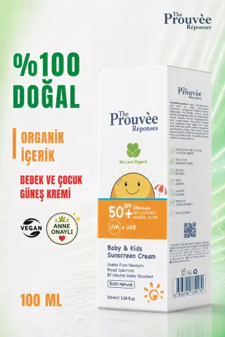 کرم ضد آفتاب ارگانیک 100 میل برای نوزادان و کودکان با SPF 50% طبیعی
