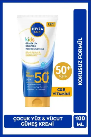 کرم ضد آفتاب با SPF50+ برای کودکان، صورت و بدن، محافظت بالا، 100 میلی لیتر، بدون عطر، مناسب برای 3 سال و بالاتر