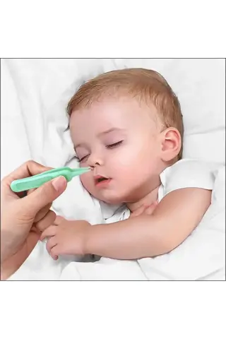 دو عدد پنس تمیزکننده بینی، گوش و ناف نوزاد با نوک باریک پلاستیکی + چنگال و قاشق