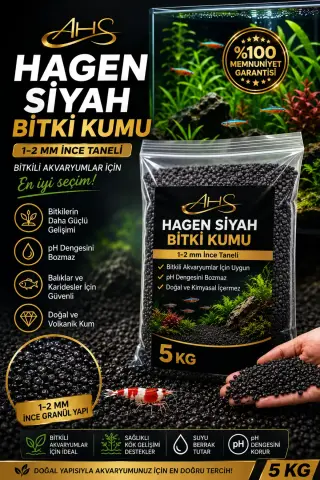 شن گیاهی سیاه هاگن 5 کیلوگرمی 1–2 میلیمتر | شن بستر آکواریوم گیاهی | شن طبیعی با pH خنثی