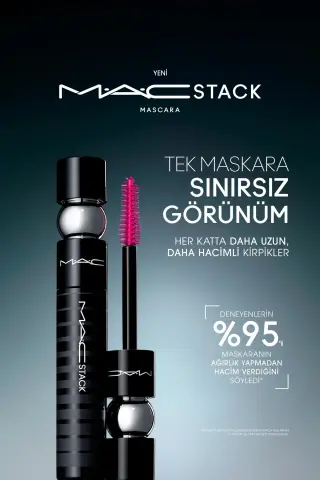 ماسک مژه مشکی حجم دهنده MACStack 12 میلی لیتر | فرمول بلند کننده و حالت دهنده با برس بزرگ