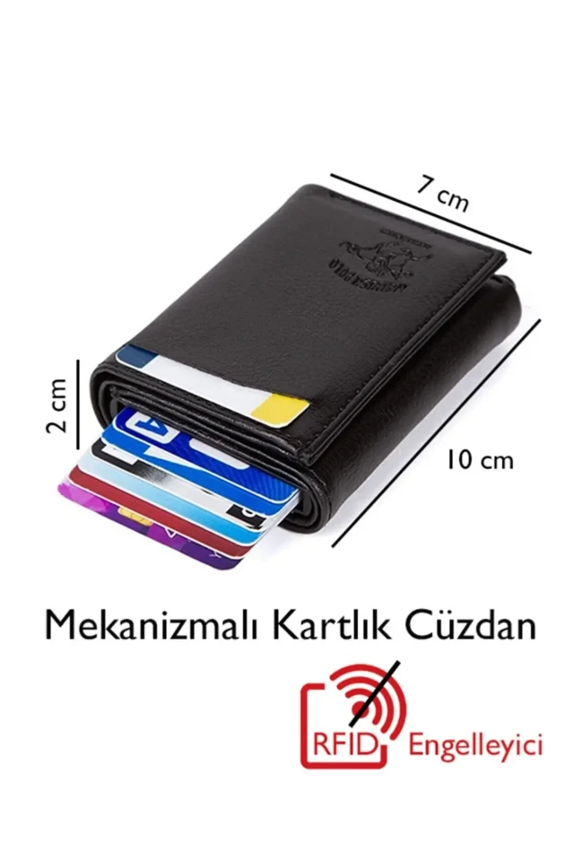 کیف پول اتوماتیک کشویی سیاه آدلینا یونیسکس (7CMX10CM)