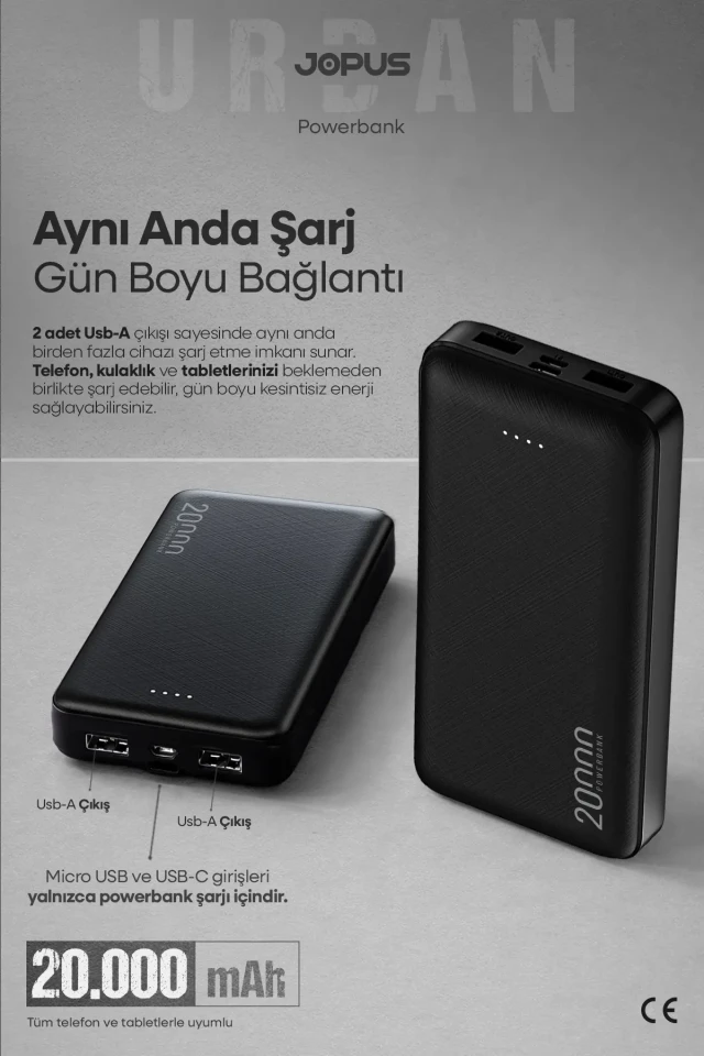 پاوربانک 20000mAh - با نشانگر LED - دستگاه شارژ قابل حمل - سیاه JP-P10A