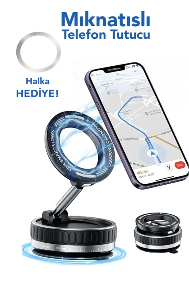 نگهدارنده تلفن 360 درجه چرخشی - نگهدارنده تلفن با مگنت و وکیوم قابل تنظیم برای داخل خودرو