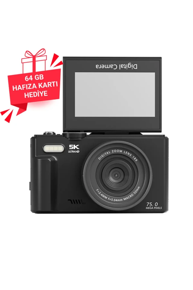 دوربین دیجیتال ویدئو بلاگ با صفحه نمایش 3 اینچی، زوم 18 برابر و فلش - کارت 64GB