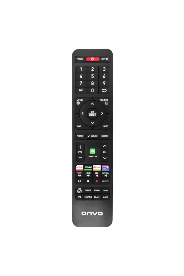 کنترل از راه دور LCD LED ONVO با دکمه‌های NETFLİX، TABİİ، YOUTUBE و BEIN CONNECT برای تلویزیون‌های SMART