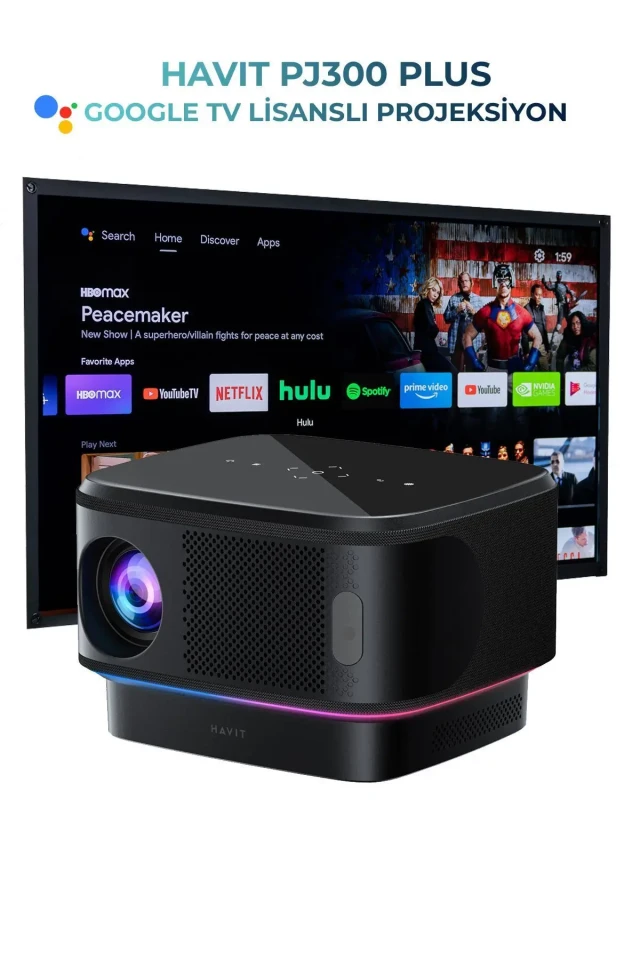 دستگاه پروژکتور PJ300 Plus با لایسنس گوگل - 1080p - پشتیبانی از 4K - وای‌فای 5GHz
