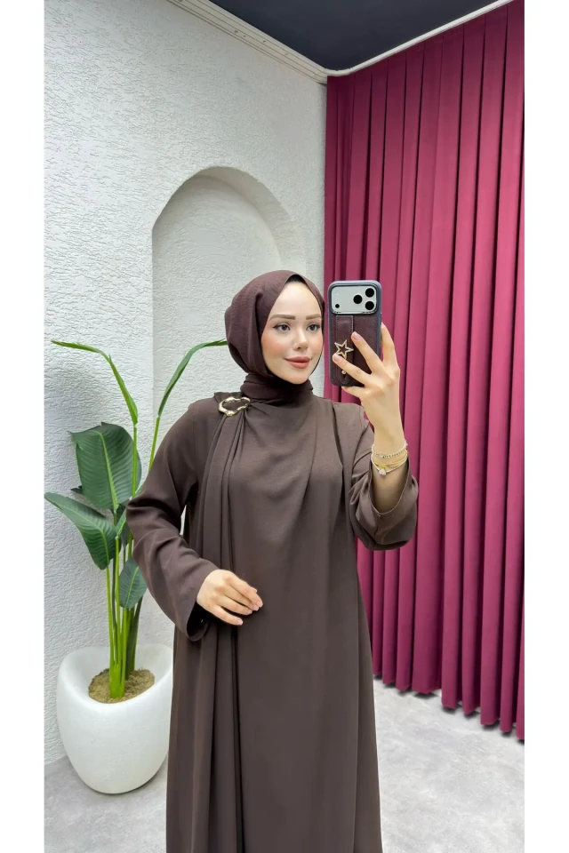 ست شلوار دار Ahsen 1015 قهوه‌ای