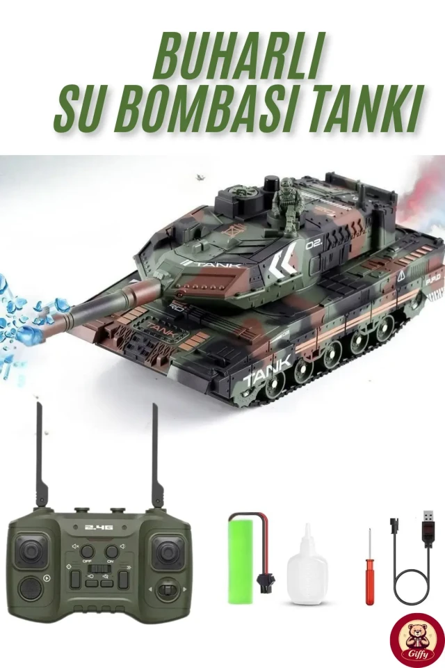تانک بمب افکن آب با کنترل از راه دور 2.4، بخار، 1200 شارژ، بدنه صوتی و بدنه متحرک 360°