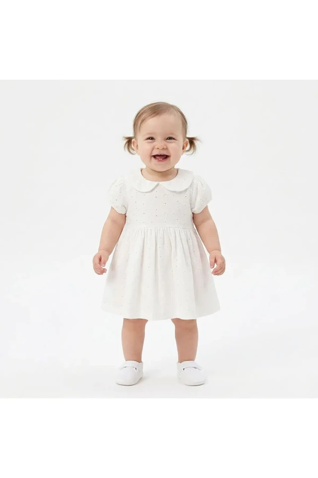 لباس دخترانه HelloBaby با یقه بابی و آستین کوتاه